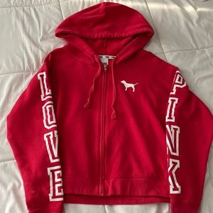 PINK Victoria Secret Red Zip Up Hoodie